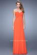 Picture of: Long Jersey Prom Dress with Beaded Net Detailing in Orange, Style: 21232, Detail Picture 1