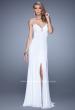 Picture of: Chic Prom Dress with Ruching and Center Slit in White, Style: 21233, Detail Picture 1