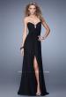 Picture of: Chic Prom Dress with Ruching and Center Slit, Style: 21233 in Black, Detail Picture 4