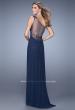 Picture of: One Shoulder Prom Dress with Net Overlay and Beads in Navy, Style: 21239, Back Picture