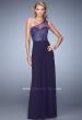 Picture of: One Shoulder Prom Dress with Net Overlay and Beads in Purple, Style: 21239, Detail Picture 1