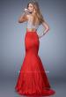 Picture of: Heavily Beaded Two Piece Dress with Mermaid Style Train in Red, Style: 21243, Back Picture