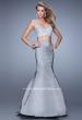 Picture of: Heavily Beaded Two Piece Dress with Mermaid Style Train in Silver, Style: 21243, Detail Picture 3