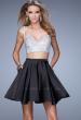 Picture of: Flirty Two Piece Gown with Satin Skirt and Rhinestones in Black, Style: 21244, Detail Picture 2
