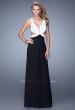Picture of: Two Tone Long Prom Dress with Cut Outs and Sheer Detail in Black and White, Style: 21245, Main Picture