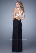 Picture of: Two Tone Long Prom Dress with Cut Outs and Sheer Detail in Black and White, Style: 21245, Back Picture