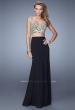 Picture of: Embroidered Two Piece Satin Gown with Flared Skirt in Black, Style: 21250, Main Picture