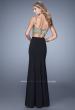 Picture of: Embroidered Two Piece Satin Gown with Flared Skirt in Black, Style: 21250, Back Picture