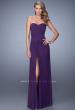 Picture of: Long Jersey Prom Dress with Gathered Knot Detail in Purple, Style: 21254, Detail Picture 1