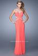 Picture of: Strapless Prom Dress with Beaded Embroidery Cut Outs in Coral, Style: 21256, Main Picture