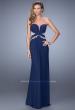 Picture of: Strapless Prom Dress with Beaded Embroidery Cut Outs in Navy, Style: 21256, Detail Picture 4