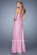 Picture of: High Waist Strapless Prom Dress with Basket Weave Design in Pink, Style: 21257, Back Picture