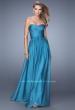 Picture of: High Waist Strapless Prom Dress with Basket Weave Design in Teal, Style: 21257, Detail Picture 6