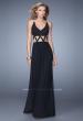 Picture of: Rhinestone Trim Long Prom Dress with Sheer Detail in Black, Style: 21262, Main Picture
