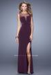 Picture of: V Neckline Jersey Prom Gown with Cut Outs and Beading in Purple, Style: 21266, Detail Picture 1