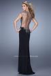 Picture of: Long Jersey Prom Dress with Sheer Neckline and Back in Black, Style: 21267, Back Picture