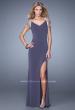 Picture of: Sheer Cap Sleeve Prom Dress with Multi Tonal Beading in Gray, Style: 21268, Main Picture
