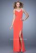 Picture of: Sheer Cap Sleeve Prom Dress with Multi Tonal Beading in Orange, Style: 21268, Detail Picture 1