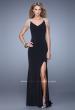 Picture of: Sheer Cap Sleeve Prom Dress with Multi Tonal Beading in Black, Style: 21268, Detail Picture 2
