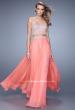 Picture of: Long Two Piece Dress with Trim Beaded Embroidery in Coral, Style: 21269, Main Picture
