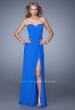 Picture of: Gathered Bodice Prom Gown with Sheer Net Embellishment in Blue, Style: 21270, Back Picture