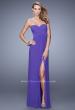 Picture of: Gathered Bodice Prom Gown with Sheer Net Embellishment in Purple, Style: 21270, Detail Picture 1