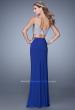 Picture of: Two Piece Gown with Jersey Skirt and Beaded Top in Blue, Style: 21279, Back Picture