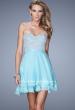 Picture of: Chiffon Cocktail Dress with Tiered Skirt and Lace Overlay in Blue, Style: 21284, Main Picture