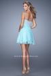 Picture of: Chiffon Cocktail Dress with Tiered Skirt and Lace Overlay in Blue, Style: 21284, Back Picture