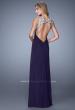 Picture of: Glam Long Prom Gown with Open Back and Center Slit in Purple, Style: 21293, Back Picture