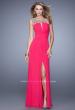 Picture of: Glam Long Prom Gown with Open Back and Center Slit in Hot Pink, Style: 21293, Detail Picture 1
