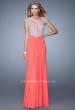 Picture of: Net Jersey Prom Dress with Plunging V Neckline in Coral, Style: 21294, Main Picture