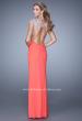 Picture of: Net Jersey Prom Dress with Plunging V Neckline in Coral, Style: 21294, Back Picture