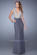 Picture of: Net Jersey Prom Dress with Plunging V Neckline in Gray, Style: 21294, Detail Picture 2