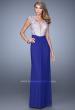 Picture of: Net Jersey Prom Dress with Plunging V Neckline in Blue, Style: 21294, Detail Picture 4
