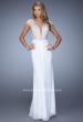 Picture of: Net Jersey Prom Dress with Plunging V Neckline in White, Style: 21294, Detail Picture 5