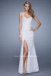 Picture of: Chic Lace Prom Gown with Open Back, Pearls, and Stones in White, Style: 21295, Detail Picture 3