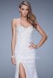 Picture of: Chic Lace Prom Gown with Open Back, Pearls, and Stones in White, Style: 21295, Detail Picture 5