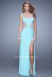 Picture of: Long Jersey Dress with Sheer Detail and Side Leg Slit in Mint, Style: 21296, Detail Picture 1