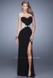 Picture of: Long Jersey Dress with Sheer Detail and Side Leg Slit in Black, Style: 21296, Detail Picture 2