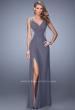 Picture of: Embroidered Long Jersey Prom Dress with Gathered Bodice in Gray, Style: 21301, Detail Picture 1