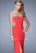 Picture of: Long Gown with Sheer Net Straps and Scoop Open Back in Coral, Style: 21304, Back Picture