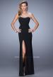 Picture of: Long Gown with Sheer Net Straps and Scoop Open Back in Black, Style: 21304, Detail Picture 2