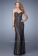 Picture of: Jeweled Long Prom Gown with Open Back Detail in Black and Nude, Style: 21308, Detail Picture 1