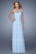 Picture of: One Shoulder Prom Dress with Embroidered Sleeves in Blue, Style: 21309, Main Picture