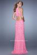 Picture of: Halter Lace Prom Dress with Low Scooped Back in Pink, Style: 21314, Back Picture