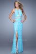 Picture of: Halter Lace Prom Dress with Low Scooped Back in Blue, Style: 21314, Detail Picture 1
