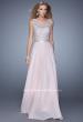 Picture of: Beaded Bodice Chiffon Prom Dress with Satin Belt in Pink, Style: 21322, Main Picture