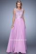 Picture of: Beaded Bodice Chiffon Prom Dress with Satin Belt in Purple, Style: 21322, Detail Picture 2
