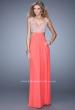 Picture of: Full Length Net Jersey Dress with Beaded Embroidery in Coral, Style: 21329, Main Picture